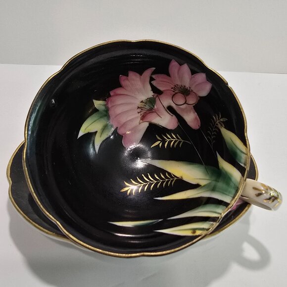 Maruki China - Vintage Teacup & Saucer Set, Hand-Painted Pink Orchids - Picture 3 of 7